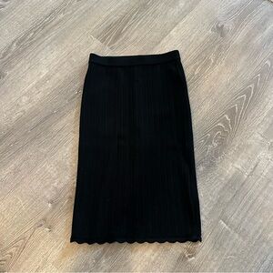 Aritzia knit wilfred Black knit pointelle midi skirt xsmall